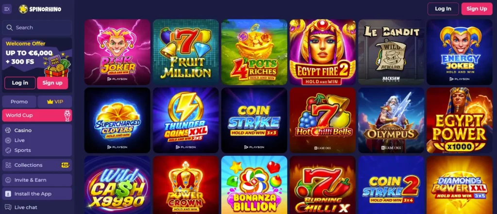 Casinospellen bij Spinorhino